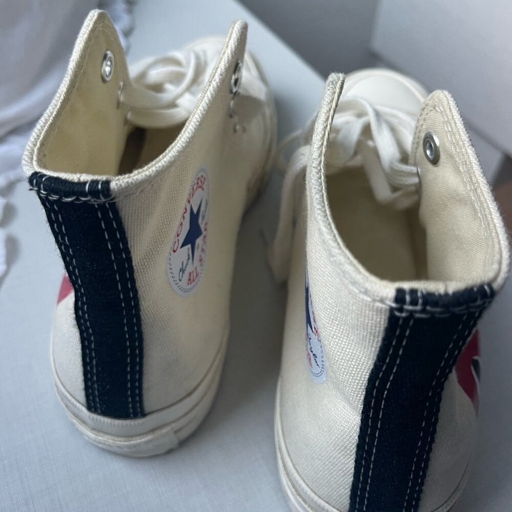 COMME DES GARCONS PLAY Converse High Top Canvas Sneakers- MENS 5 1/2 - WOMANS 7 - Picture 8 of 10